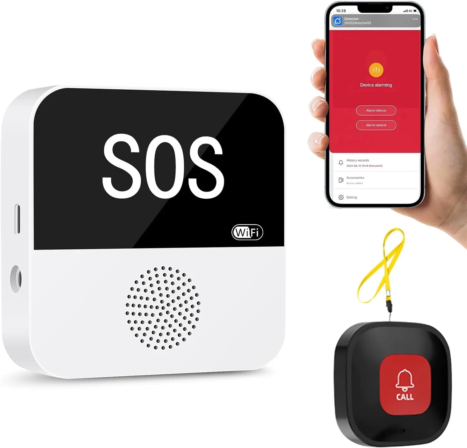 Système de bouton d'appel SOS sans fil WiFi intelligent pour soignant, bouton SACSystem d'urgence po