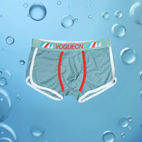 4Pcs/lot,summer new men's underwear boys ice silk seamless translucent mesh breathable boxers thin antibacterial pants.