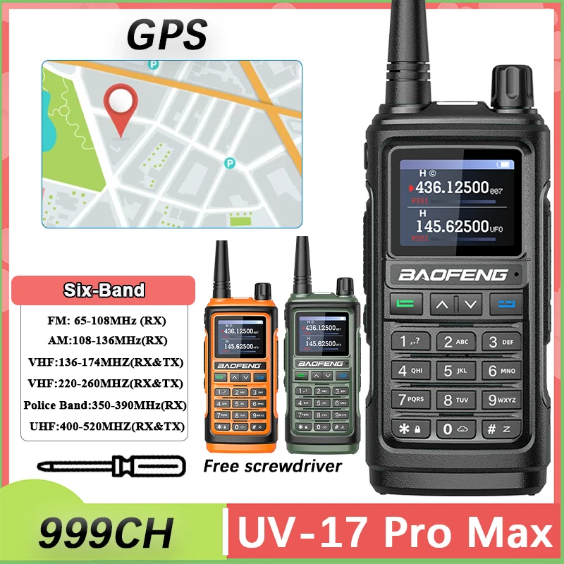 Baofeng UV 17 Pro GPS Walkie Talkie Air Band High Power Wireless Copy Frequency UV-17 Pro Max Type USB C Charging Two Way Radios