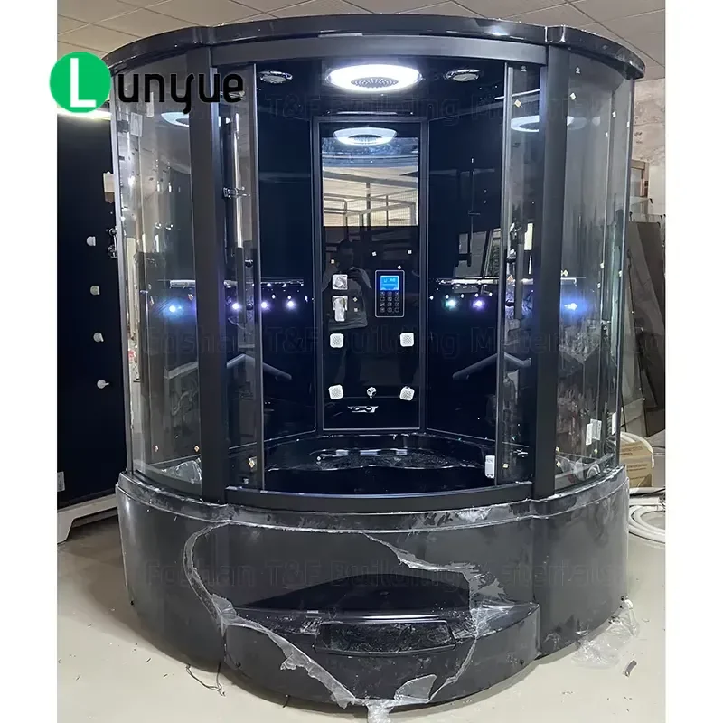Black Aluminum Frame Steam Shower Cabin Sauna Housing Enclosure for Bathroom Home Spa Wellness Relaxation Durable