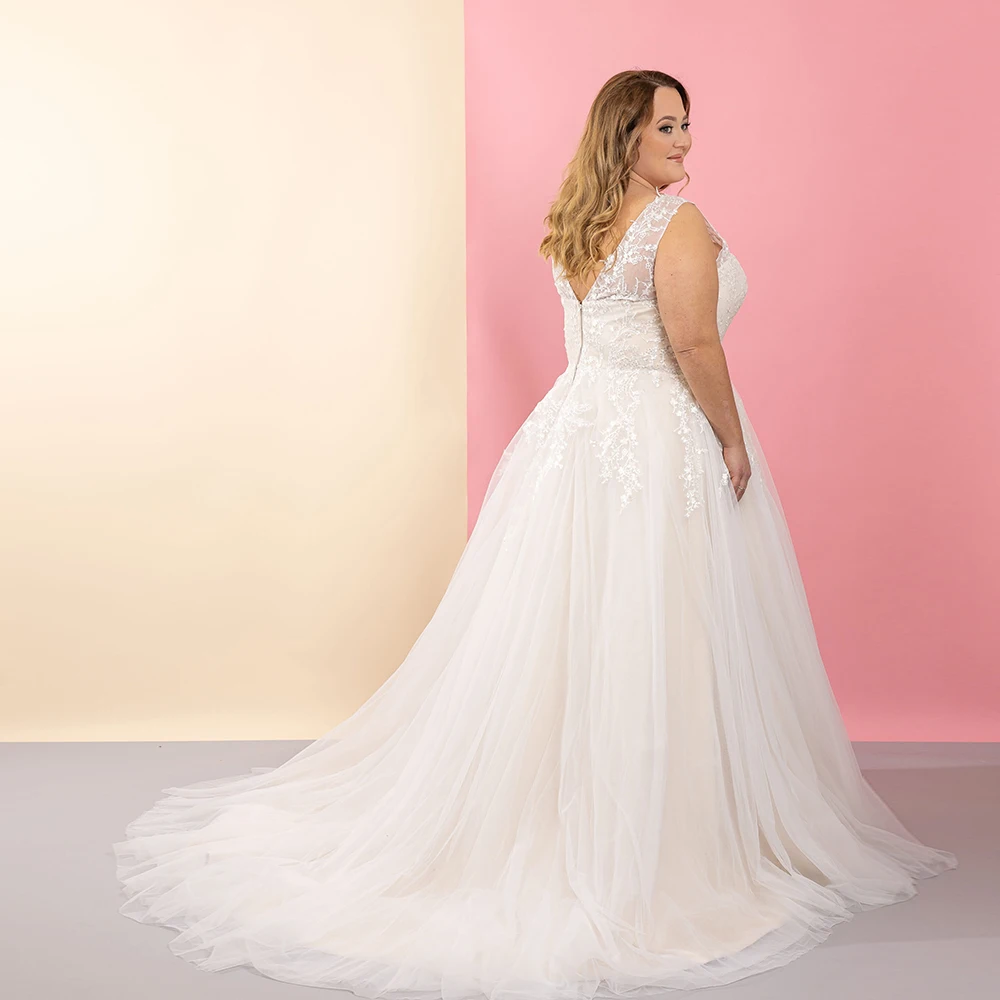 Elegante träger lose Brautkleider mit Spitze Halbarm Brautkleider weichen Tüll neuen Champagner Vestidos de Novia Reiß verschluss zurück