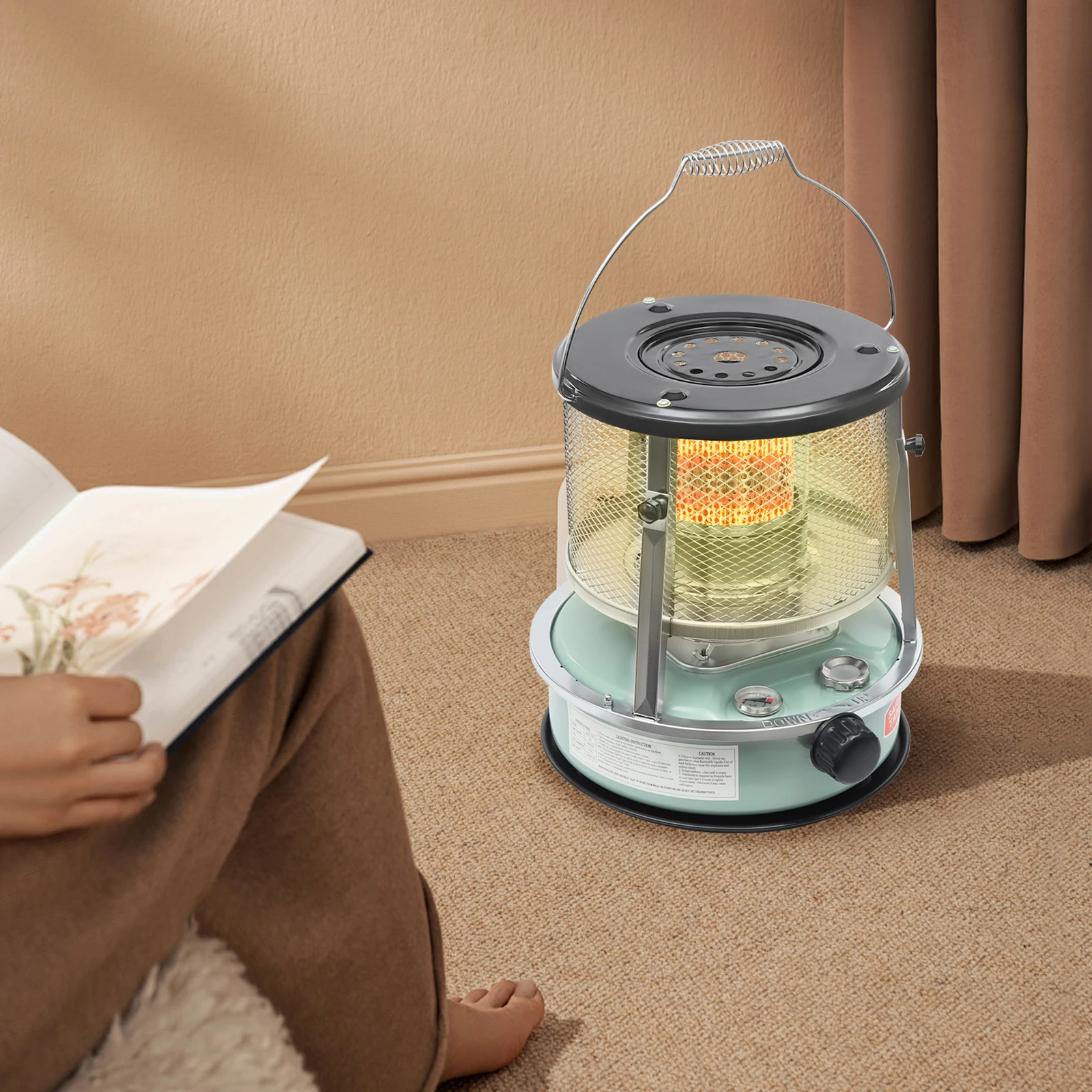 Outdoor Camping Heating Device 2600W Fuel Heater Portable Green Stove For Garage Cold Rooms
