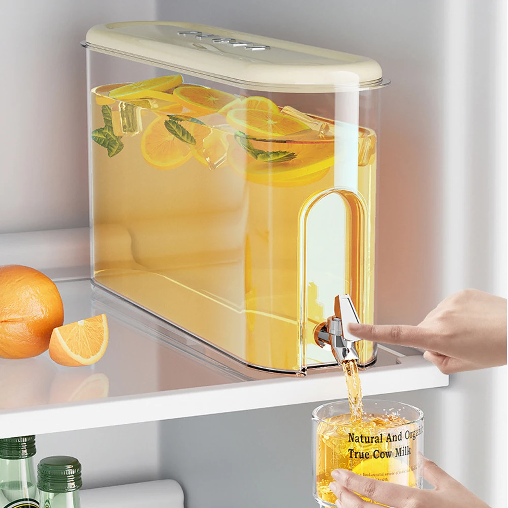 

4L Drink Dispenser for Fridge Beverage Liquid Drink Container for Party Cold Water Pitcher Lemonade Stand Juice Jug with Spigot