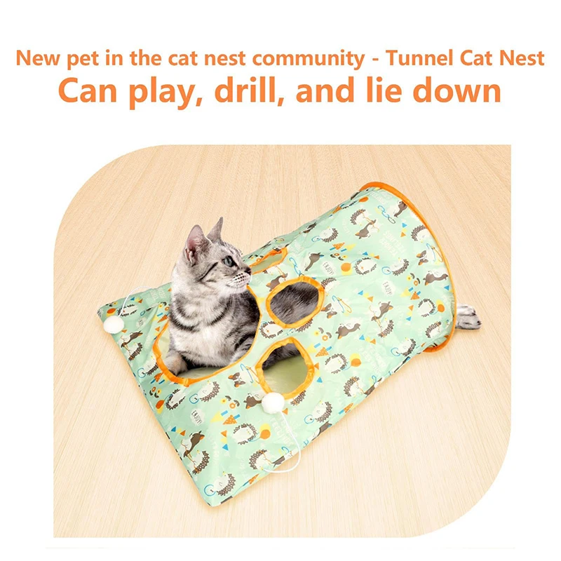 Cat Tunnel Bag Crinkle Paper Cat Cave Tunnel giocattoli interattivi pieghevole Pet Cave Tunnel Hideaway con Mouse Toys For Kitten