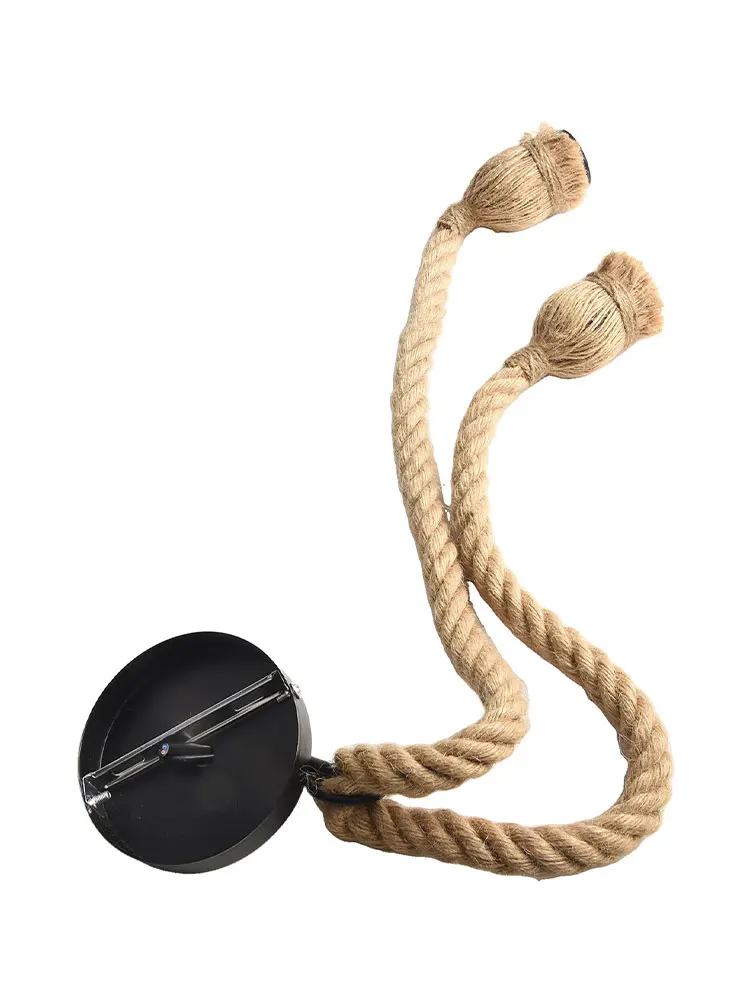 Two Head Vintage Chandelier with Hemp Rope and E27 Lamp Bases for Bar Restaurant Home Lighting 200 240V Electrical System