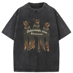 Hip Hop Doberman Dog Graphic Print Oversized T-Shirt Streetwear Fashion Cotton Loose Tshirts Tee Tops Clothing Summer