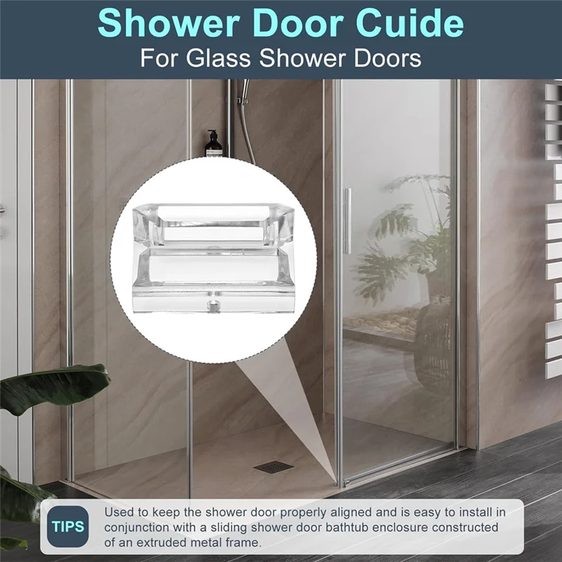 AB66-2 Pack Clear Acrylic Sliding Shower Door Bottom Guide Sliding Door Sliding Track For Sliding Shower Doors