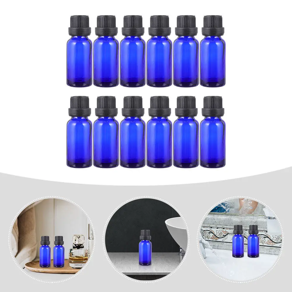20Pcs Empty Essential Oil Bottles Portable Glass Vials for Perfume Oils Cosmetics Sub Containers Travel Friendly Sample Bottle