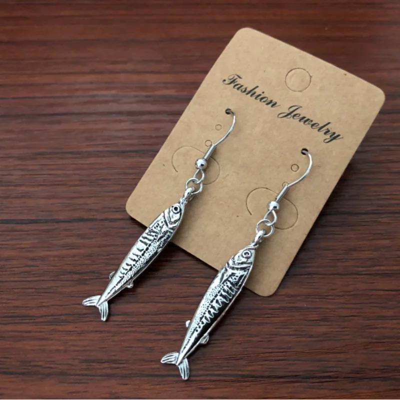 Sardynka Ryba Kolczyk Ocean Biżuteria Boho Biżuteria Pilchard Stud Moda Gorące ucho Wisiorek Prezent