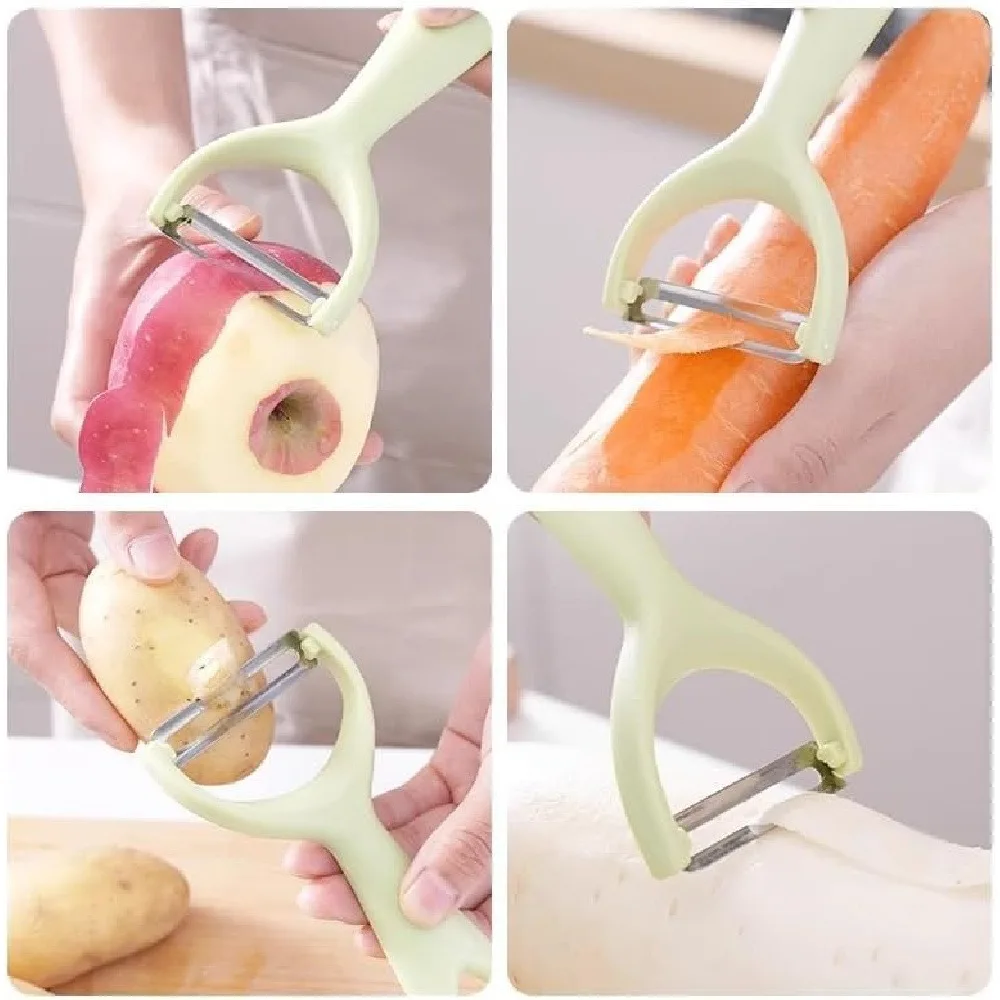3 Pack Stainless Steel Vegetable Peeler, Multi-Functional Fruit and Vegetable Peeler for Kitchen, Sharp Blade for Apples, Potatoes, Carrots, and Cucumbers (Random Color)