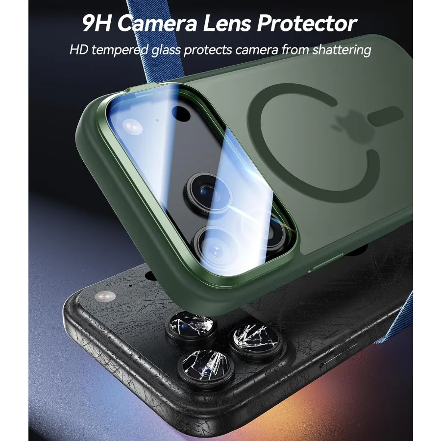 حافظة حماية كاملة مطورة لهاتف iPhone 17 Pro مع حامل غطاء كاميرا مناسب لـ MagSafe 10FT Mil-grade Protection Transl