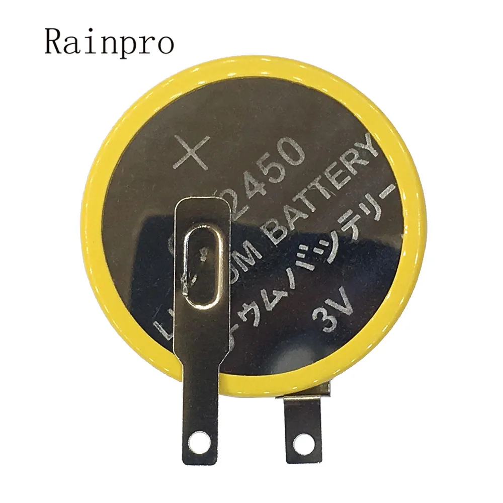 2PCS/LOT CR2450 2450 Button Lithium battery 3V with weldding pins  for Motherboard/Rice Cooker Negative pole folding foot