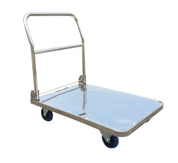 Anti-Corrosion Anti-Rust Platform Flatbed 201 Stainless Steel Cold Storage Trailer Hand Trolley Cart OEM