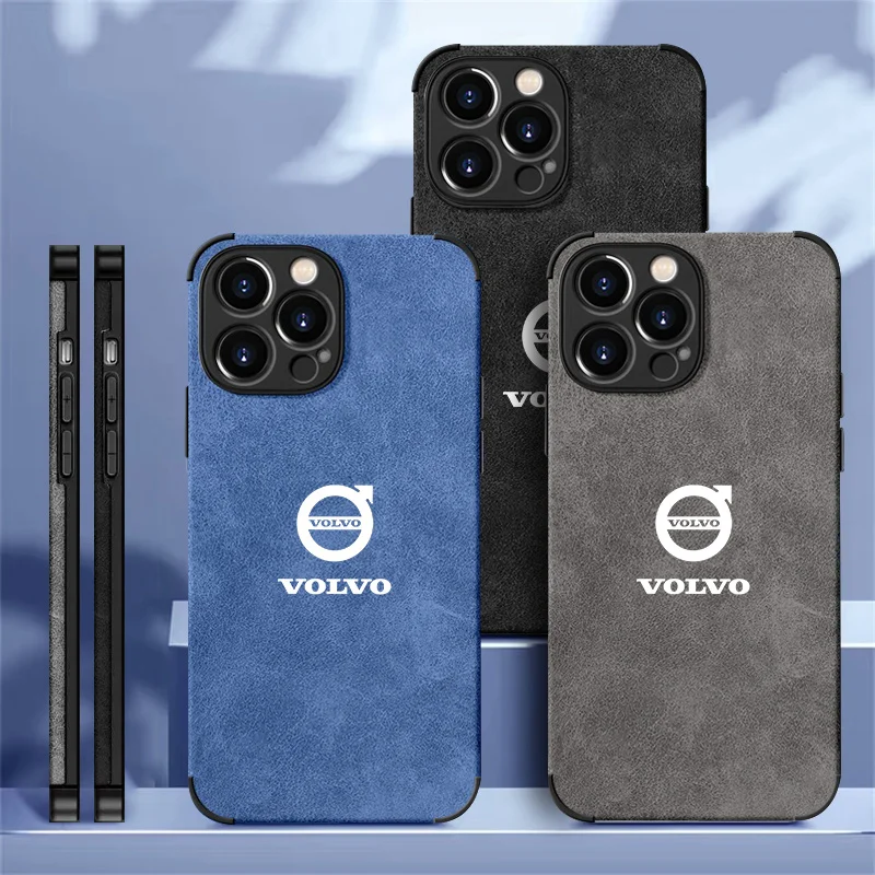 

For Volvo Suede Personalise Phone Case for iPhone 16 15 13 14 11 12 Pro Max 12 Mini 7 8 XR X XS 16 Plus 15Pro MAX Cover Shell