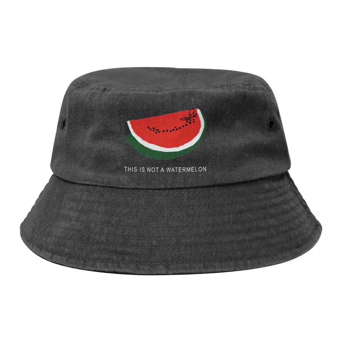 This Is Not A Watermelon Cotton Bucket Hats for Women Men Travel Magritte Parody Denim Fisherman Cap Casual for Outdoor Sport