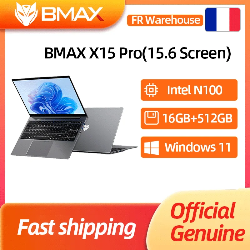 Bmax X15 Pro Notebook de 15,6 Polegadas com 16GB de RAM, 512GB SSD