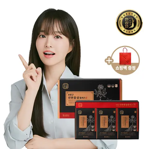 한삼인 6년근 진한 홍삼플러스 40ml*30포+쇼핑백[유통기한 25.06]