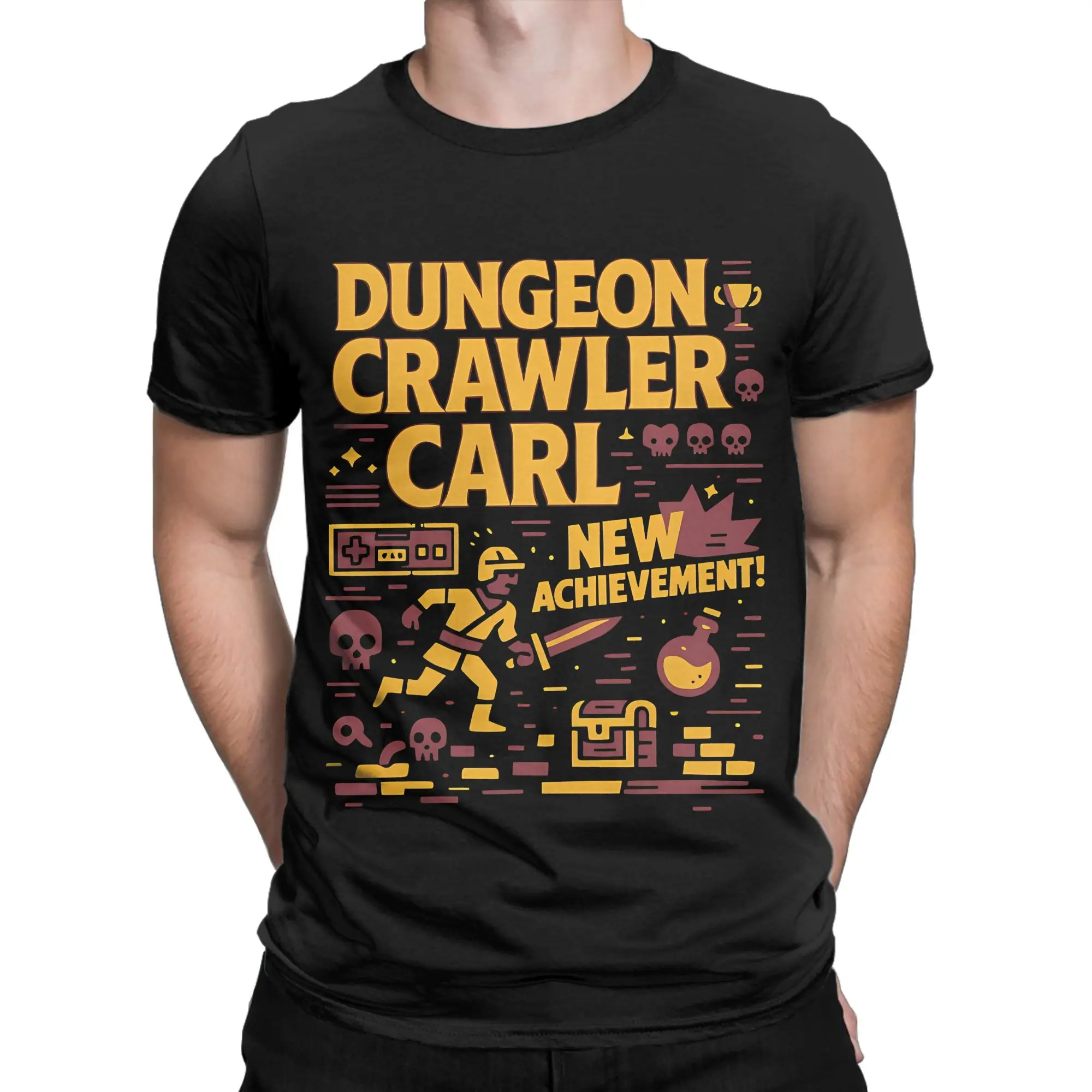Dungeon Crawler Carl New Achievement Graphic 100% Cotton T-Shirt Dungeon Crawler Carl Tees Tops For Men