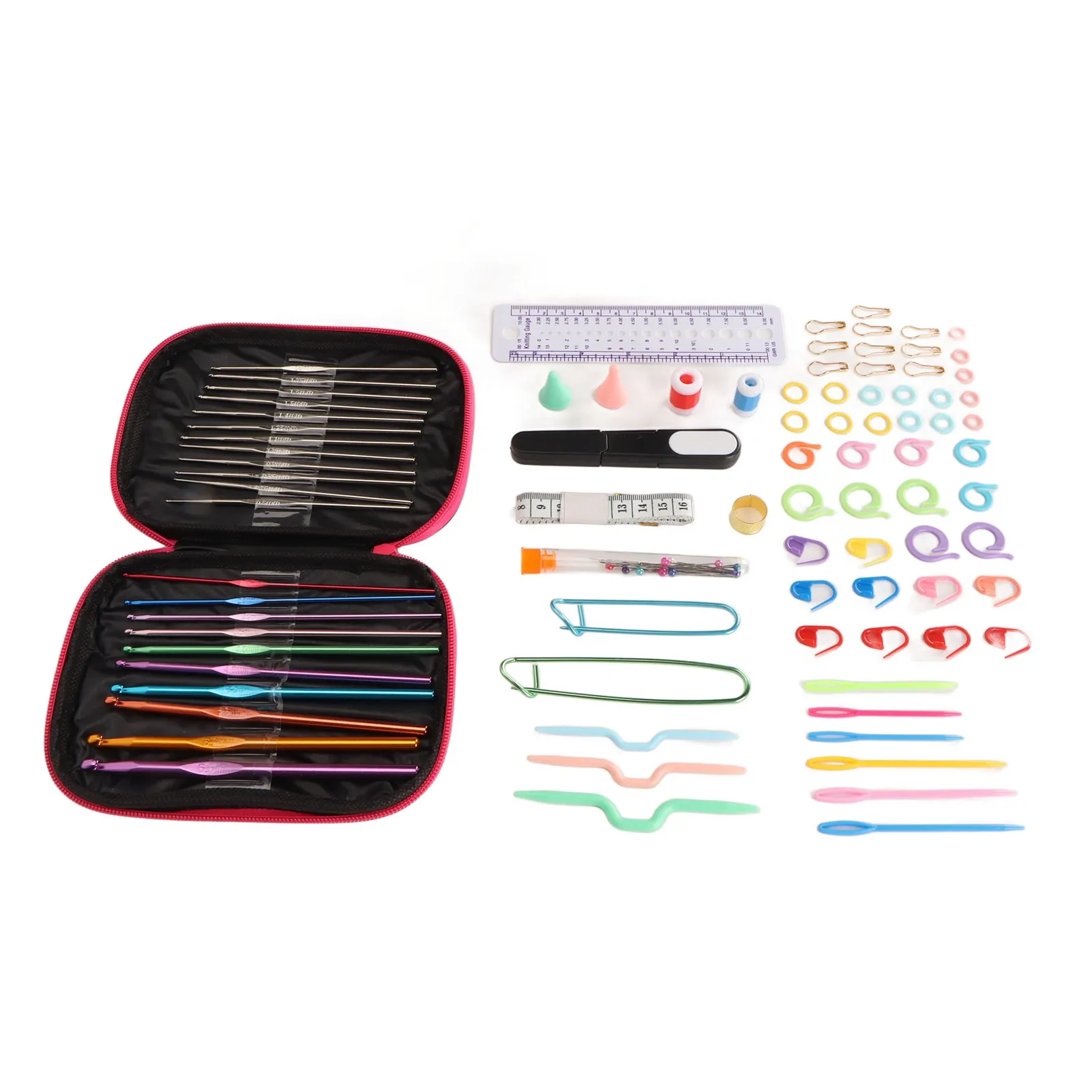 Crochet Starter Kit Comfortable Grip Lightweight Ergonomic Crochet Hooks Set Aluminum with Storage Bag for Home