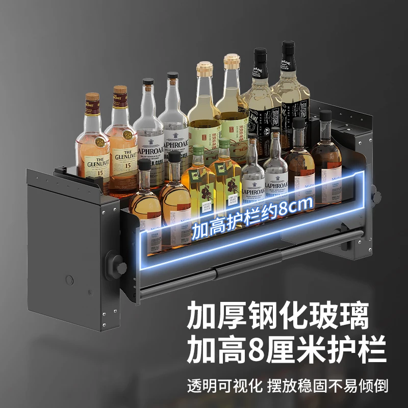 Single-layer hanging cabinet lift basket drop-down pull basket cabinet up and down buffer telescopic lift seasoning pull