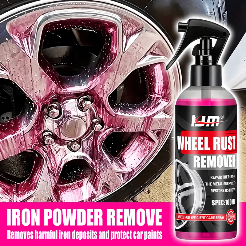 KJM Wheel Rust Remover For Car Rims Iron Fallout And Brake Dust Cleaner Fast Acting Alloy Wheel Metal Care Spray 100ML