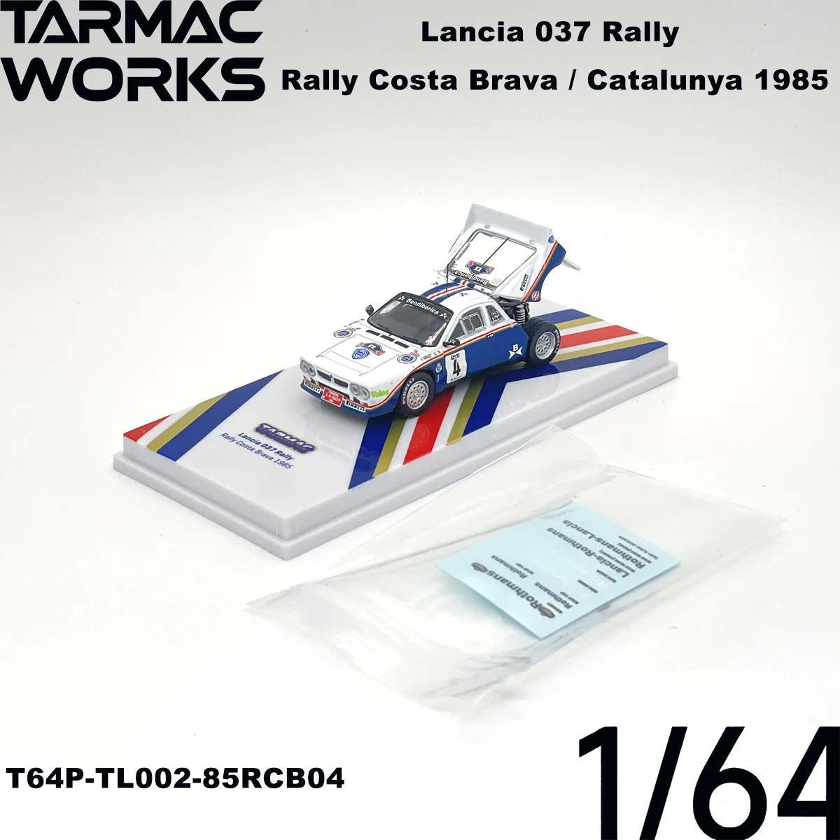 TW T64P‑TL002‑85RCB04 T64P‑TL002‑85CAT05 1:64 Lancia 037 Rally 1985 Costa Brava Catalunya Group B Collectible Model Vehicles view 2