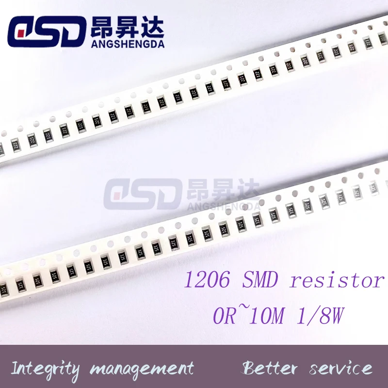 100pcs 5% 1206 SMD resistor 0R~10M 1/4W 0 0.1 1 10 100 150 220 330 ohm 1K 2.2K 4.7K 10K 100K 1R 10R 100R 150R 220R 330R 1M 10M