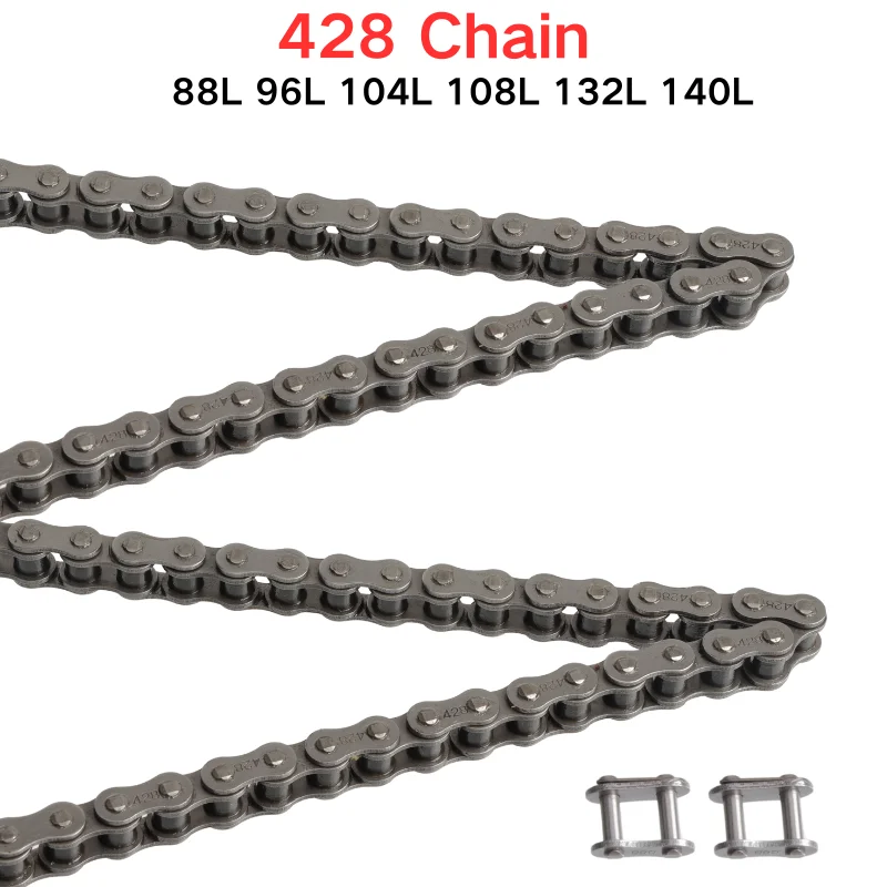 428 Chain 88 96 104 108 132 140 with Spare Master Link for 50cc-250cc ATV Quad Pit Dirt Bike Go Kart 110cc 125cc 150cc CRF50