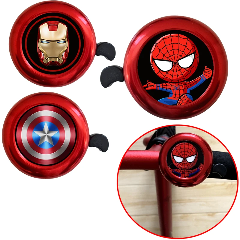 Marvel Spider Man Children's Bicycle Bell Anime Character Balance Bike Children's Bicycle Bell Super Loud Bell Horn Accessories