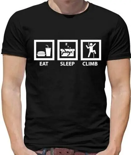 Eat Sleep Climb Mens T Shirt Climber Rock Mountain Hike Walk