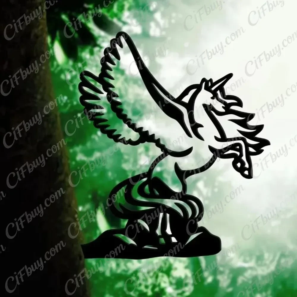 CIFBUY Pegasus Silhouette Metal Wall Art Iron Hanging Sculpture Rustproof Durable Indoor Outdoor Home Garden Yard Decor Gift