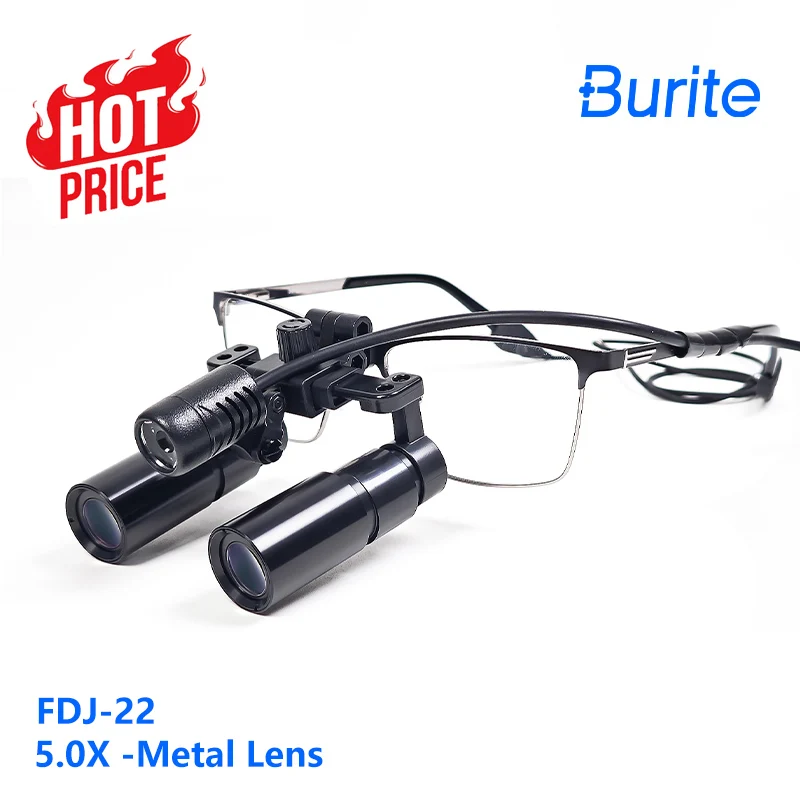 

Burite Ergonomic 5X Black HD Dental Glasses Surgical Magnifier Lens Medical Dental Binocular Kepler Loupes For ENT Surgery