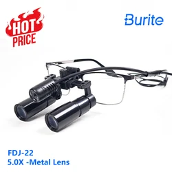 Burite Ergonomic 5X Black HD Dental Glasses Surgical Magnifier Lens Medical Dental Binocular Kepler Loupes For ENT Surgery