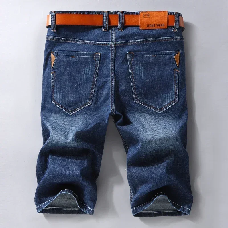 Pantaloncini di jeans slim casual da uomo estivi sottili elastici comodi blu neri moda Bermuda jeans pantaloni corti di abbigliamento di marca