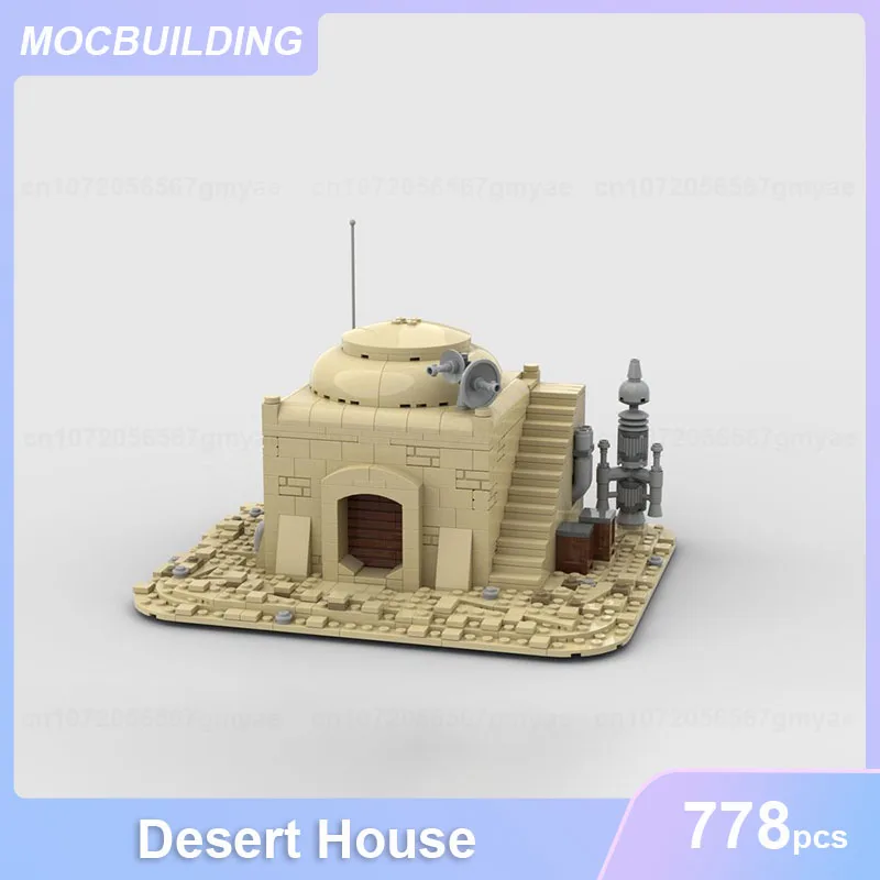 Modelo de casa del desierto MOC, bloques de construcción, ensamblaje de ladrillos, arquitectura, exhibición, paisaje, Colección creativa de Navidad, juguetes, regalos