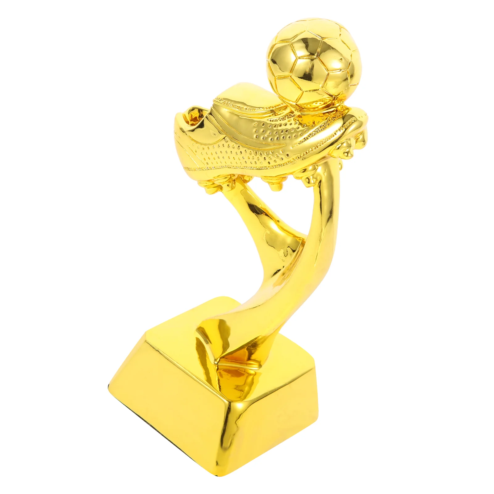 Mini Resin Football Trophy Plating Soccer Match Award Toy with Base for School Kindergarten (Golden)