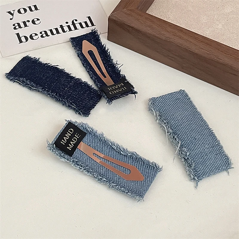 Vintage Denim Cloth Hair Clip Fashion Design Personality Barrettes Korean Style Simple BB Clips For Women Girls Hair Accessories