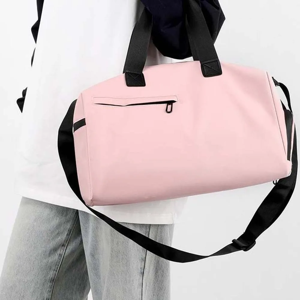 

High Density Fabric Unisex Travel Bag Solid Color Dry Wet Separation Large Capacity Fitness Bag Polyester Multi Layered