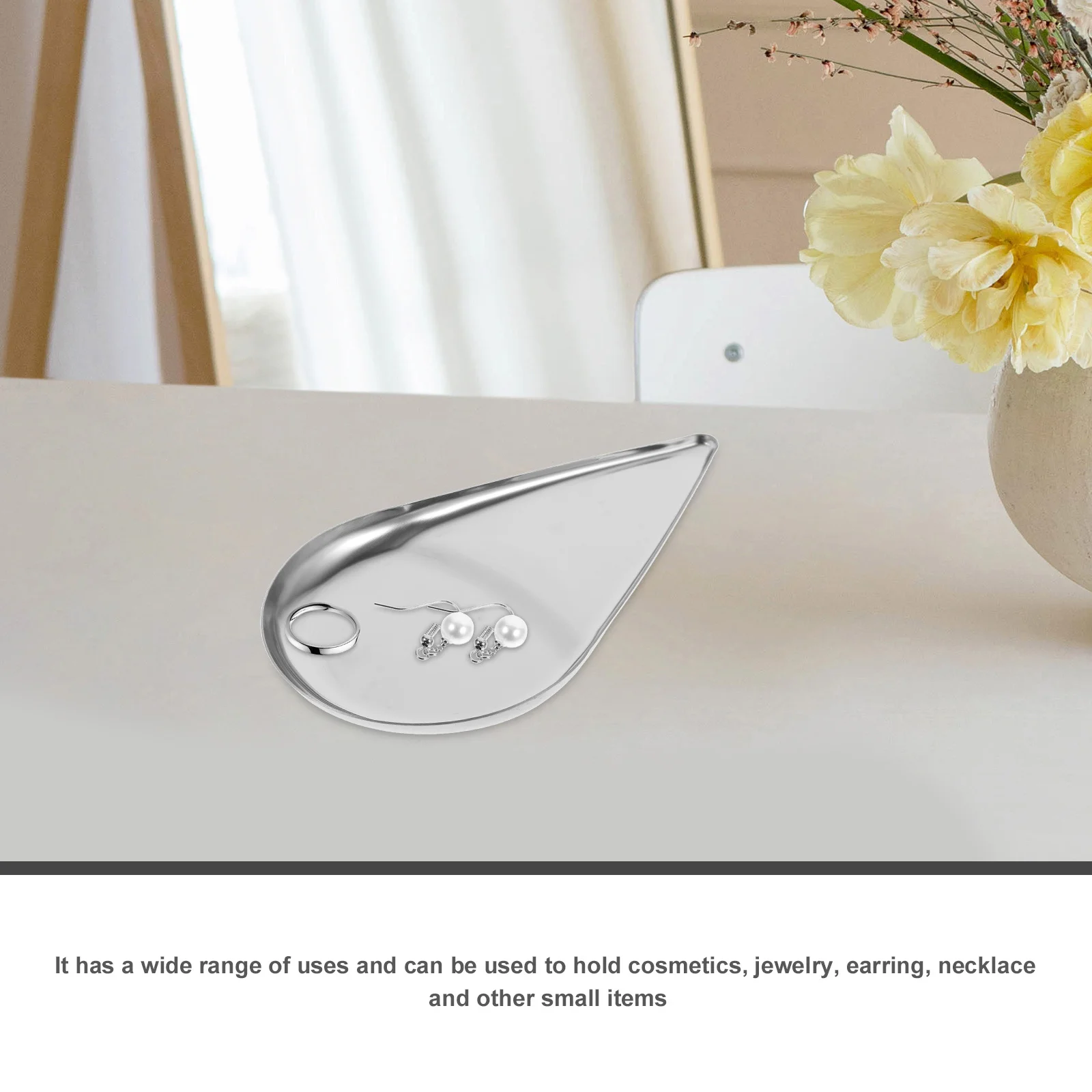 

Stainless Steel Jewelry Dish Tray Exquisite Design Multi-Functional Organizer for Cosmetics Earrings Necklaces Home Decoration