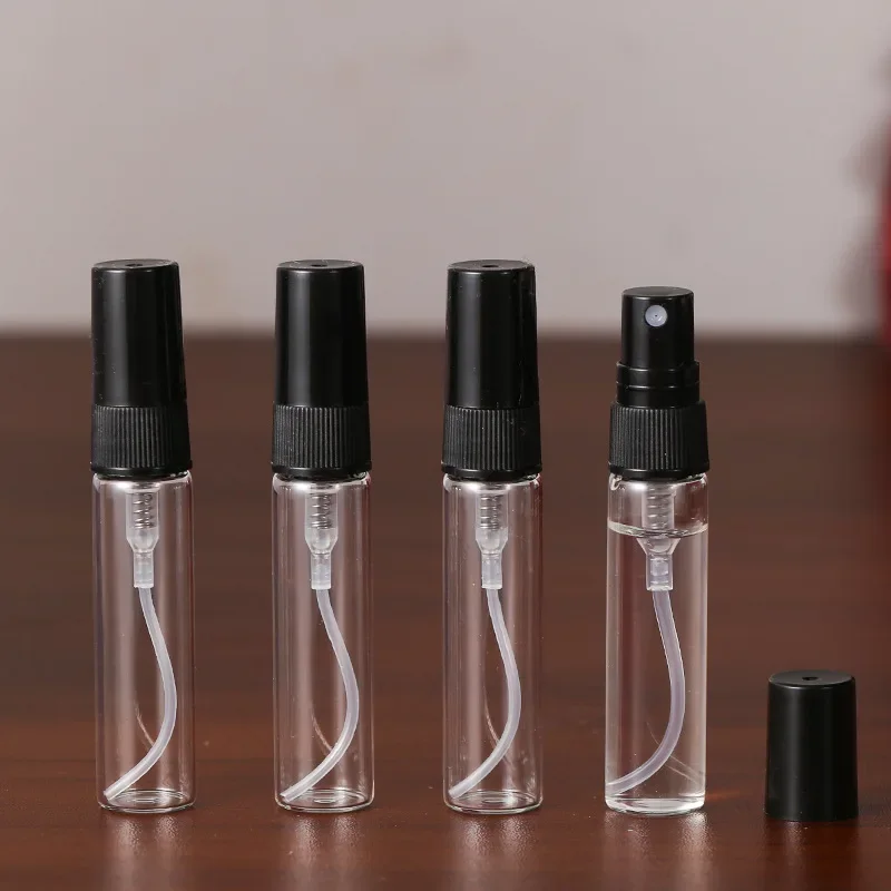 Botella de Spray de Perfume recargable, atomizador transparente de prensa suave, fácil de llevar, botellas de viaje, contenedores vacíos, 2ml, 3ml,