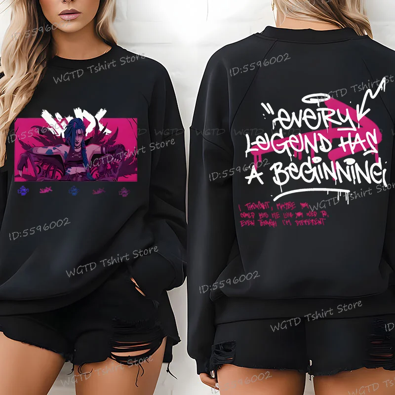 Hot Anime Arcane-Jinx Hoodies Sweatshirts Man Women Fashion Casual Pullover Hoodies Arcane-Jinx Shirts Fans Gift