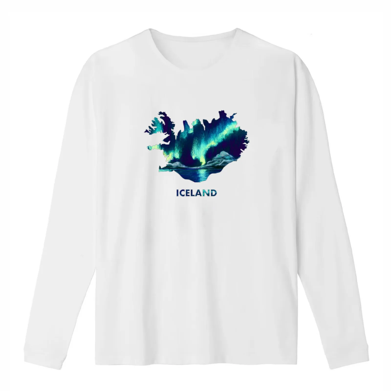 Iceland - Northern Lights T-Shirt Summer Casual Cotton Tee Oversized Streetwear Tops Vintage Graphic Print Unisex Men Women
