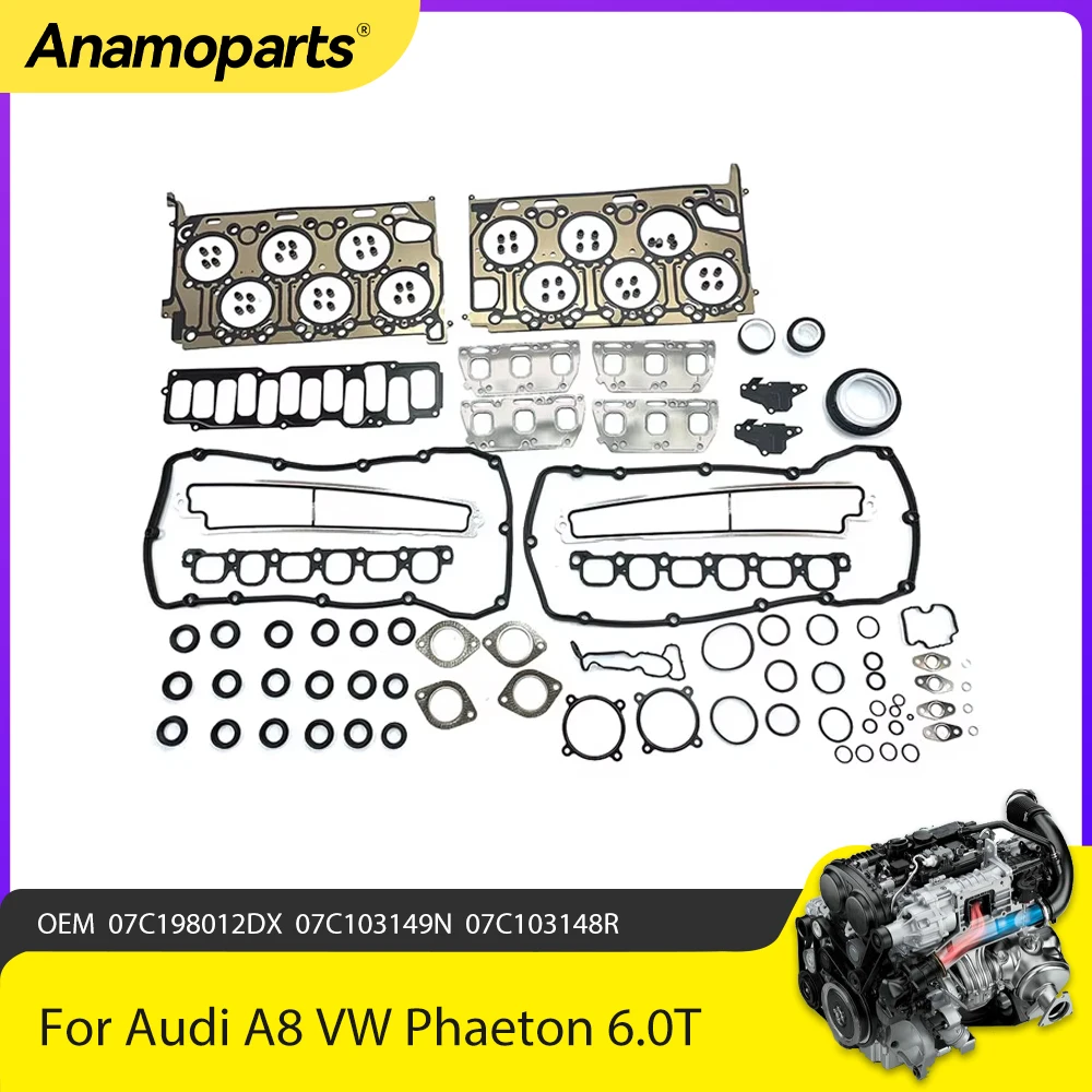 Engine Parts Repair Full Gasket Set Fit 6.0 T For Audi A8 VW Phaeton 6.0T W12 AZC BHT BSB BTE BAN BRN BJN BTT 02-16 07C198012DX