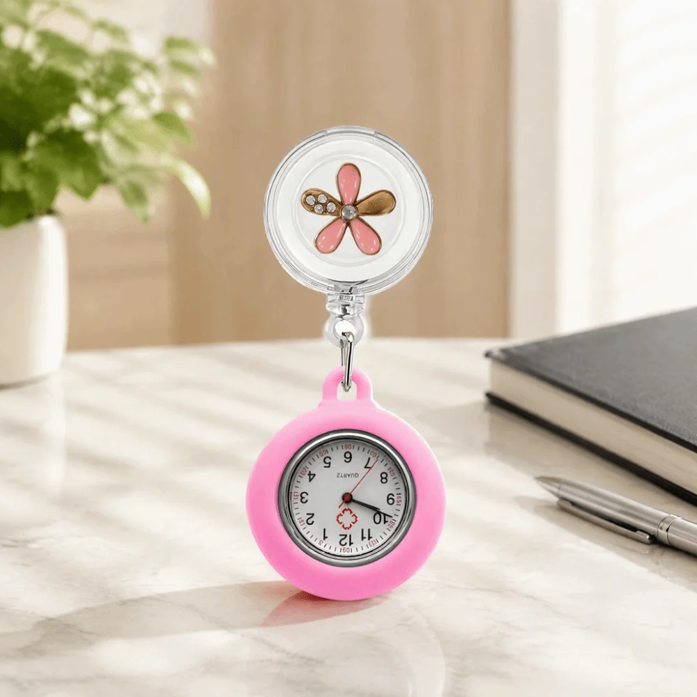 Retractable Badge Reel Retractable Nurse Watch Decorative Pendant Anti-Lost Fob Watch Practical Retractable Pocket Watch Staff