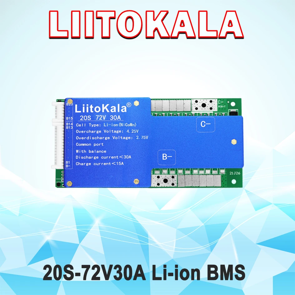 LiitoKala 20S-72V30A Li-Ion Battery Protection Plate