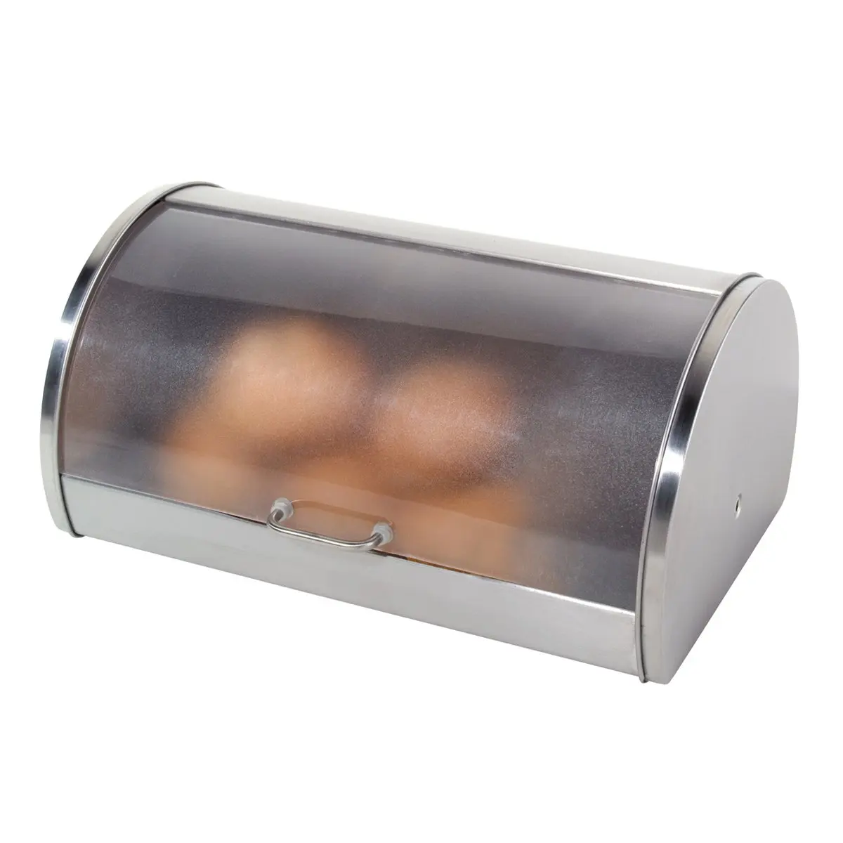 

Stainless Steel Bread Box, Clear Lid | Large Kitchen Storage for Bread, Buns, Pastries
