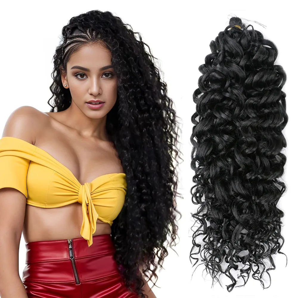 Summer Style Hawaii Crochet Hair Extensions 2 Packs Thick and Natural Long Curly Synthetic Hair for Braiding and Dread Hair wave