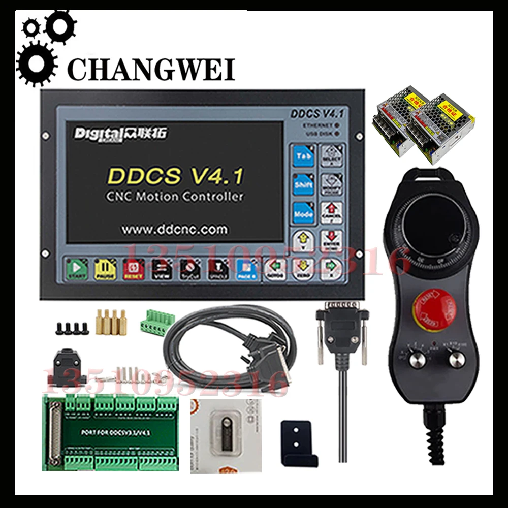 Ddcsv3.1 New Upgrade Ddcsv4.1 3/4 Axis Cnc Offline Mach3 Usb Motion Controller With E-stop Mpg Handwheel And 75w24v Dc