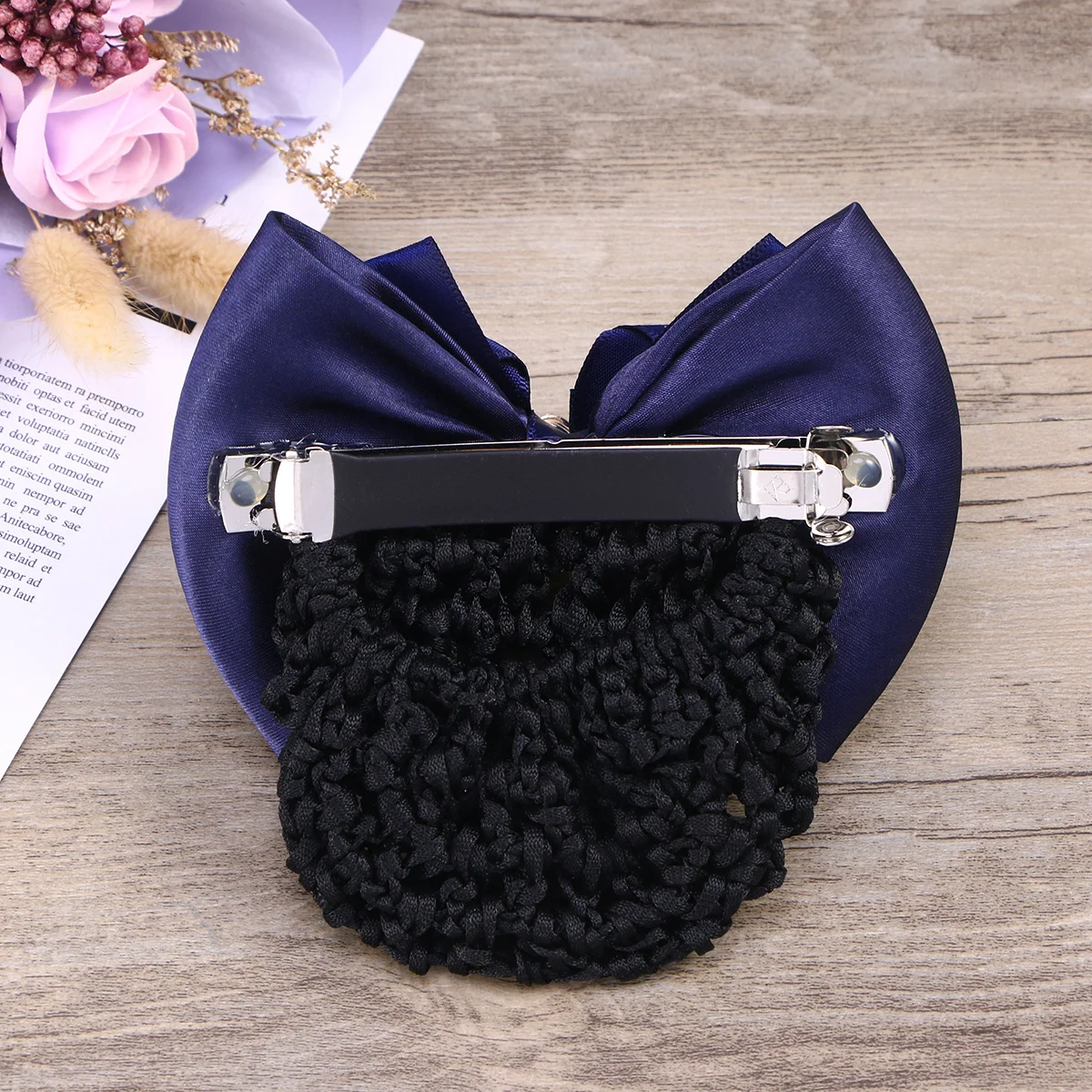 

Bow Hair Snood Net Mesh Bun Cover Elastic Hair Clip For Women Lady Office Party Date Headdress Accessory
