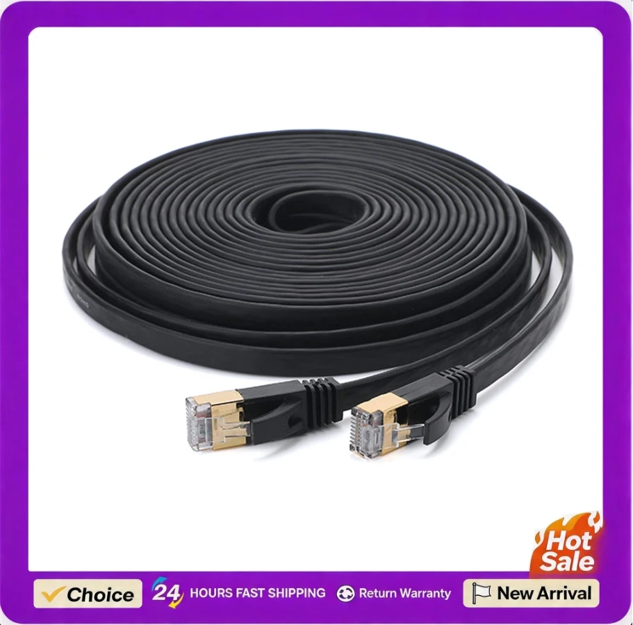 Cat 7 Ethernet Cable 32AWG 10Gbps High Speed Flat Internet Network Cable 600Mhz Bandwidth Flat Internet Network LAN Patch Cord